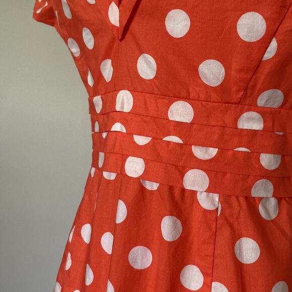 Boden Peachy Orange Pokadot Midi Dress, Size 2 - Picture 6 of 10